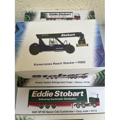 332 - Collection of boxed diecast, Eddie Stobart lorries to include reach stacker