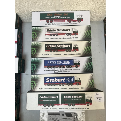 334 - Collection of boxed diecast, Eddie Stobart lorries