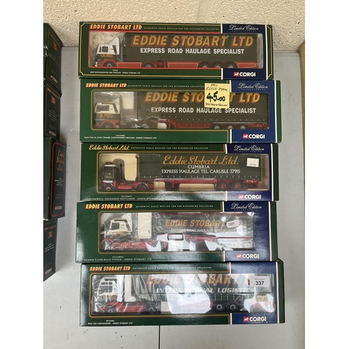 337 - 5 Corgi boxed, Eddie Stobart lorries to include 4 L/E examples