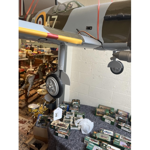 348 - De-Agostini R.C. Spitfire 1:10 scale including transmitter together with the original magazines in b... 