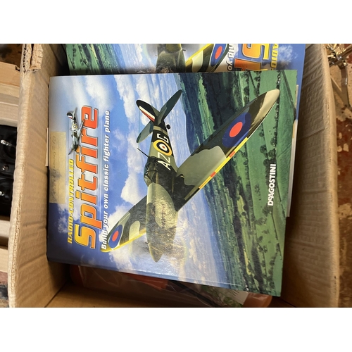 348 - De-Agostini R.C. Spitfire 1:10 scale including transmitter together with the original magazines in b... 