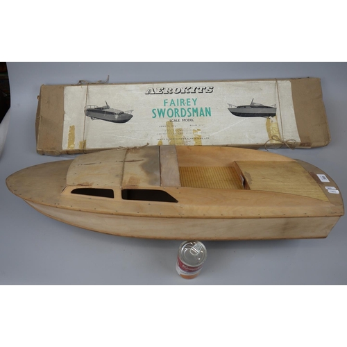 369 - Vintage Aerokits Swordsman boat partially built with parts included to finish