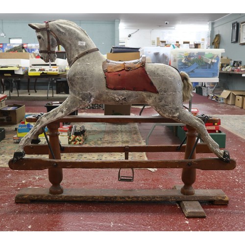 312 - Edwardian period rocking horse by G & J lines Circa 1L: 130cm  H to ear: 107cm  H to saddle seat... 