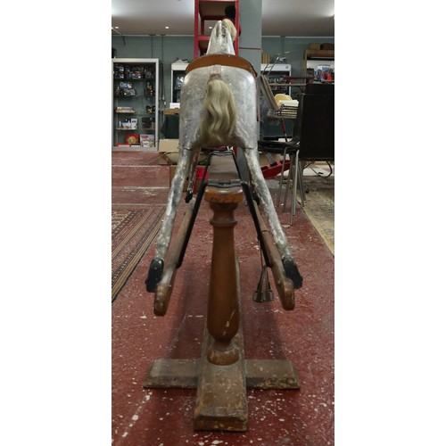 312 - Edwardian period rocking horse by G & J lines Circa 1L: 130cm  H to ear: 107cm  H to saddle seat... 