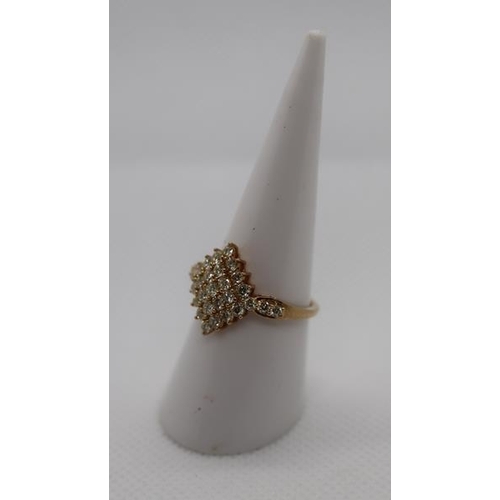 263 - Fine 9ct gold diamond cluster ring - Size N