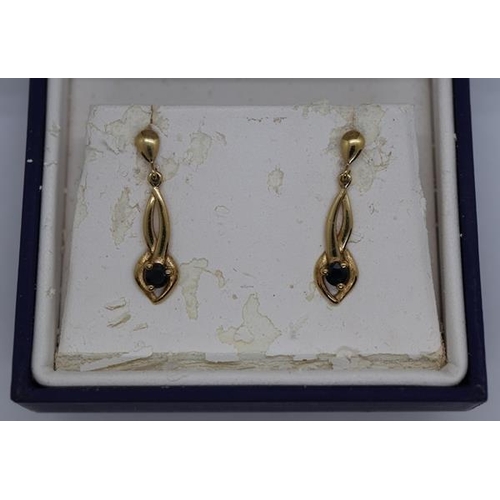 15 - Gold sapphire earrings