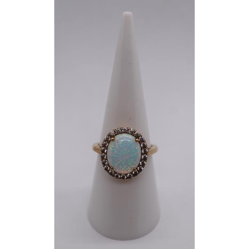 16 - Silver gold overlay opal ring - Size M½