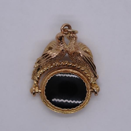 254 - Gold stone set swivel fob - Weight 8.7g