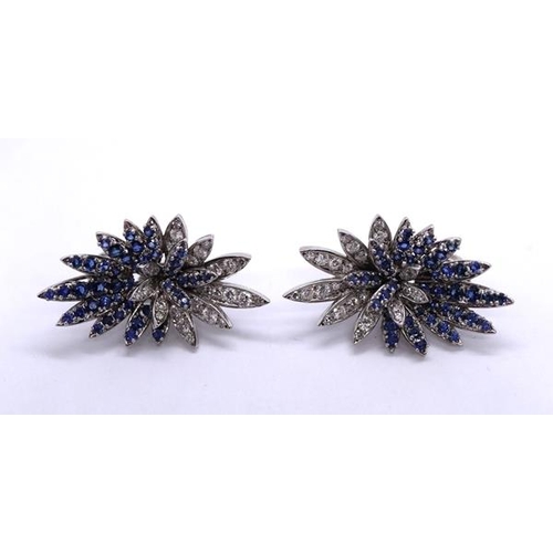 63 - Fine 18ct gold sapphire and diamond clip-on earrings