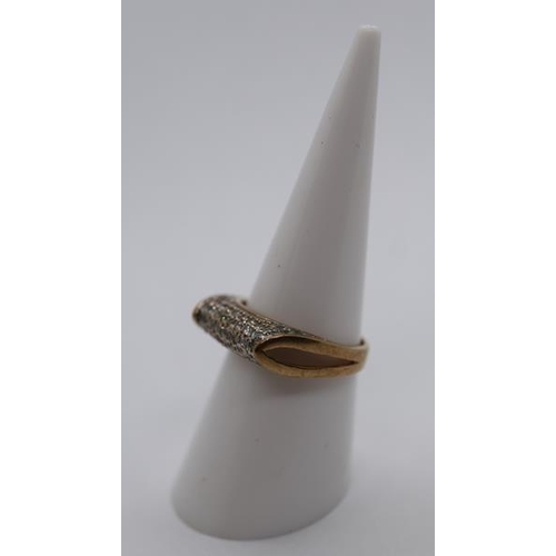 11 - Gold diamond set ring  - Size N