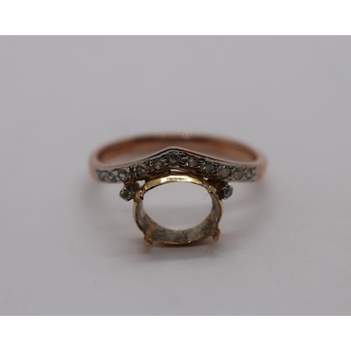6 - 9ct gold diamond ring (1 stone missing) size M 1/2