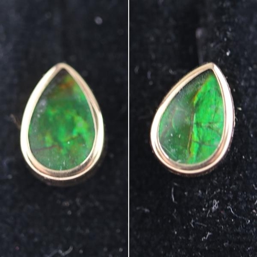 80 - 14ct gold ammolite earrings