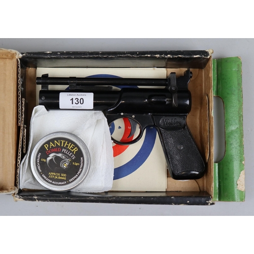 130 - Webley and Scott Junior air pistol .177 in origanal box together with pellets and targets