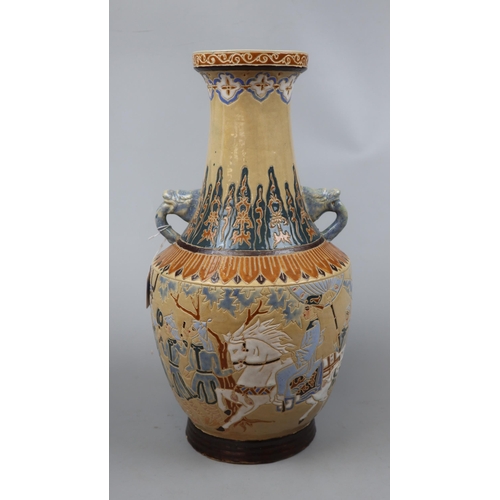 144 - Ceramic vase decorated with Chinese figures - Approx height: 43cm