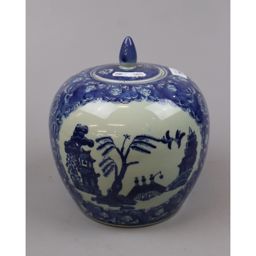 154 - Oriental blue and white ginger jar - Approx height: 24cm