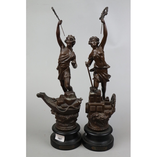 161 - 2 metal figurines - Approx height: 47cm