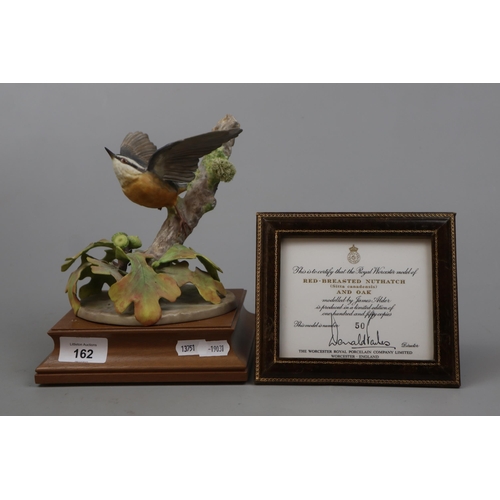 162 - Royal Worcester Red Breasted Nuthatch figure with COA