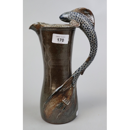 170 - Fish handled Martin Bros. style jug from the Conderton Pottery - Approx height: 28cm