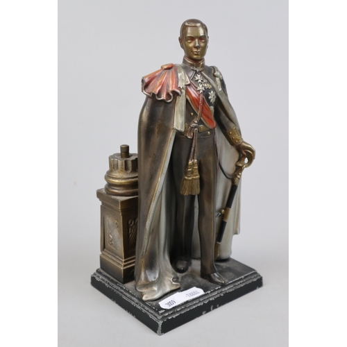 176 - King George VI cold painted spelter figure table lighter