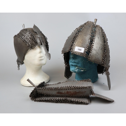 190 - 3 chainmail and plate helmets of Middle Eastern/Turkish design