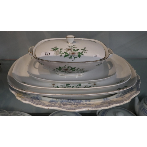 194 - Large tureen together with 3 matching graduated meat plates and another