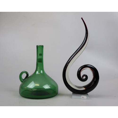 202 - Glass decanter together with art glass sculpture