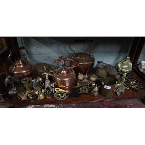 217 - Collection of copper and brass ware