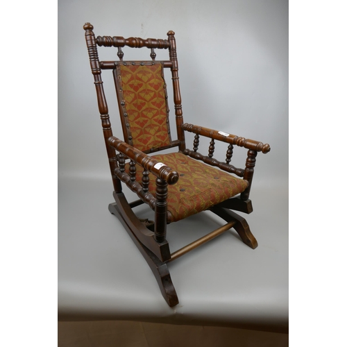 252 - Antique Victorian oak child/doll's American rocking chair