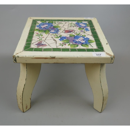 337 - Small stool with interesting tile top