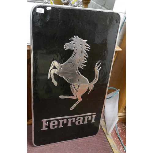 398 - Large metal Ferrari sign - Approx size: 56cm x 100cm