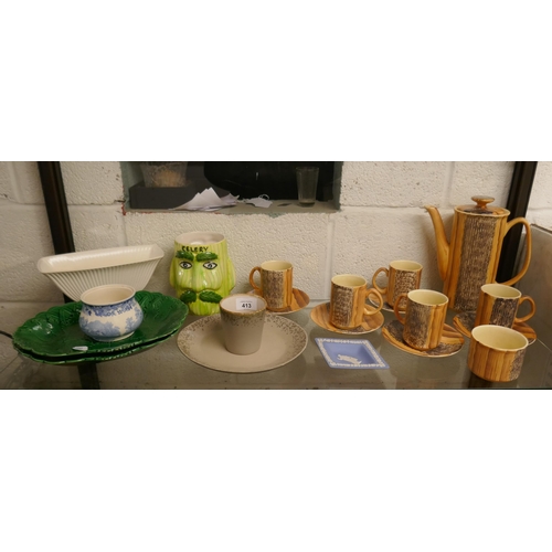 413 - Collection of Wedgwood and Prices ceramics to include coffee set