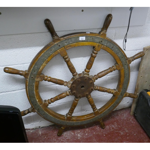 432 - Genuine antique elm ships wheel C1920s