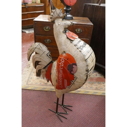 470 - Large metal cockerel figure - Approx height: 90cm