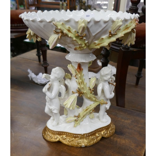 506 - James Shaw ceramic centrepiece adorned with angels