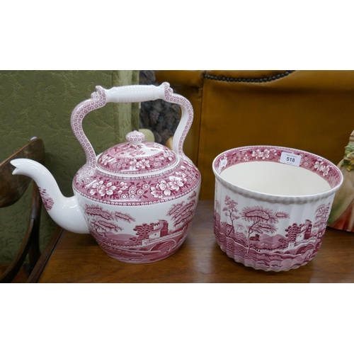 518 - Very large Spode teapot and jardinière