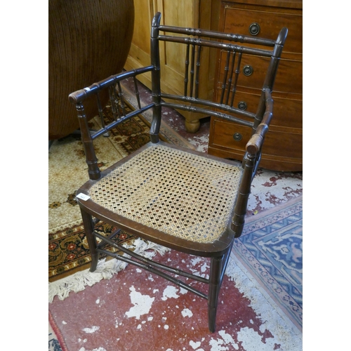 541 - Bamboo effect rush seated aesthetic movement armchair circa 1880