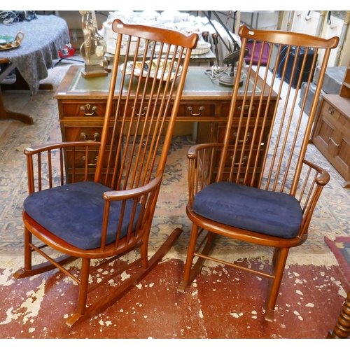 543 - Pair of mid century stick back rocking chairs