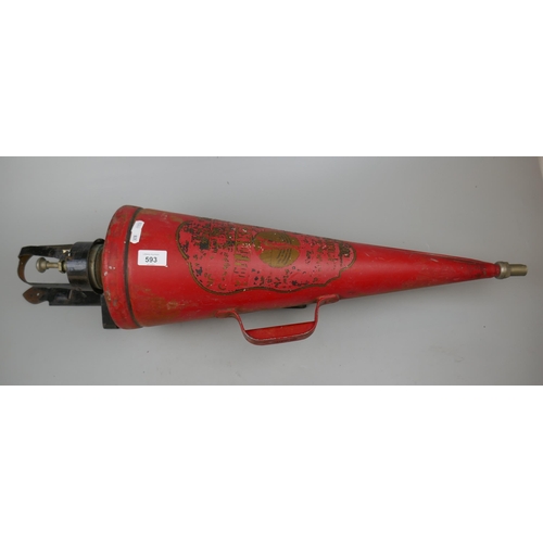 593 - Vintage wall mounted fire extinguisher