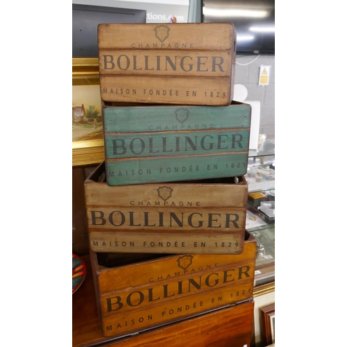 602 - Set of 4 graduated Bollinger wooden storage boxes