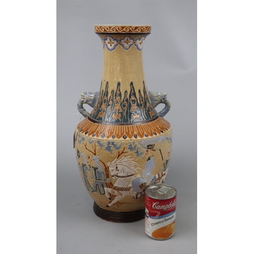 144 - Ceramic vase decorated with Chinese figures - Approx height: 43cm