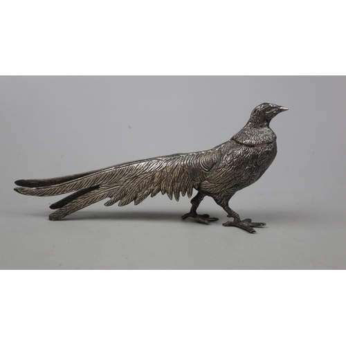 152 - Pair of white metal pheasants