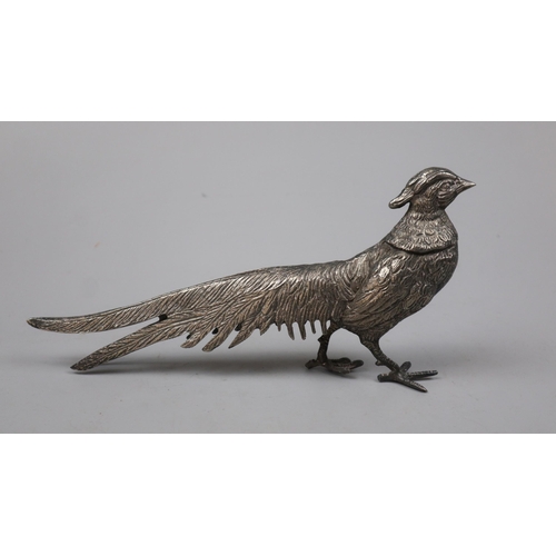 152 - Pair of white metal pheasants