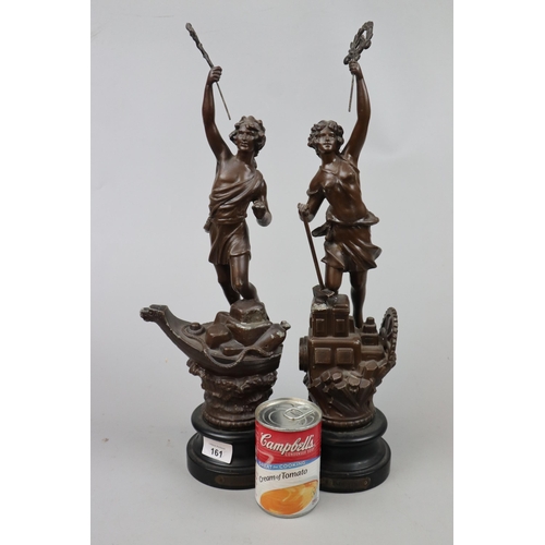 161 - 2 metal figurines - Approx height: 47cm