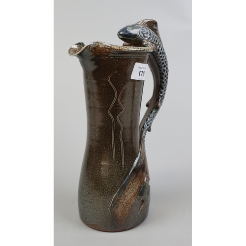 170 - Fish handled Martin Bros. style jug from the Conderton Pottery - Approx height: 28cm