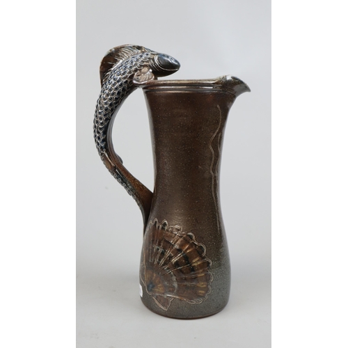 170 - Fish handled Martin Bros. style jug from the Conderton Pottery - Approx height: 28cm