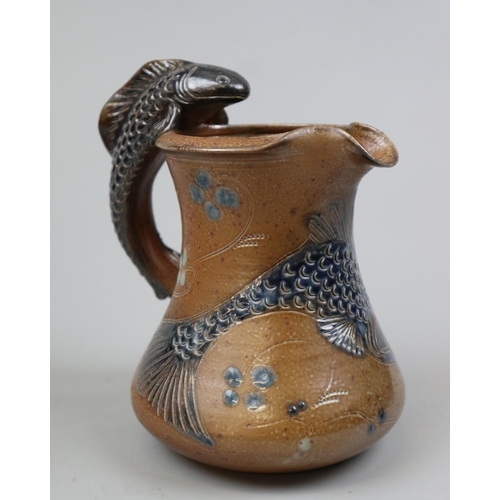 171 - Fish handled Martin Bros. style jug from the Conderton Pottery - Approx height: 21cm