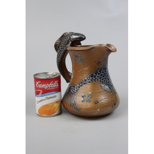 171 - Fish handled Martin Bros. style jug from the Conderton Pottery - Approx height: 21cm