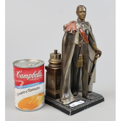 176 - King George VI cold painted spelter figure table lighter