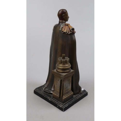 176 - King George VI cold painted spelter figure table lighter