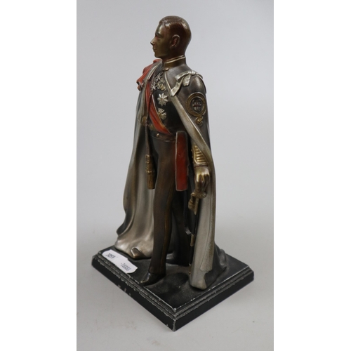 176 - King George VI cold painted spelter figure table lighter